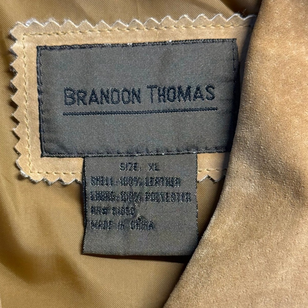 Vintage Brandon Thomas Womens  XL Tan Suede Vest Button Front Pockets Ranch Boho - Picture 4 of 7